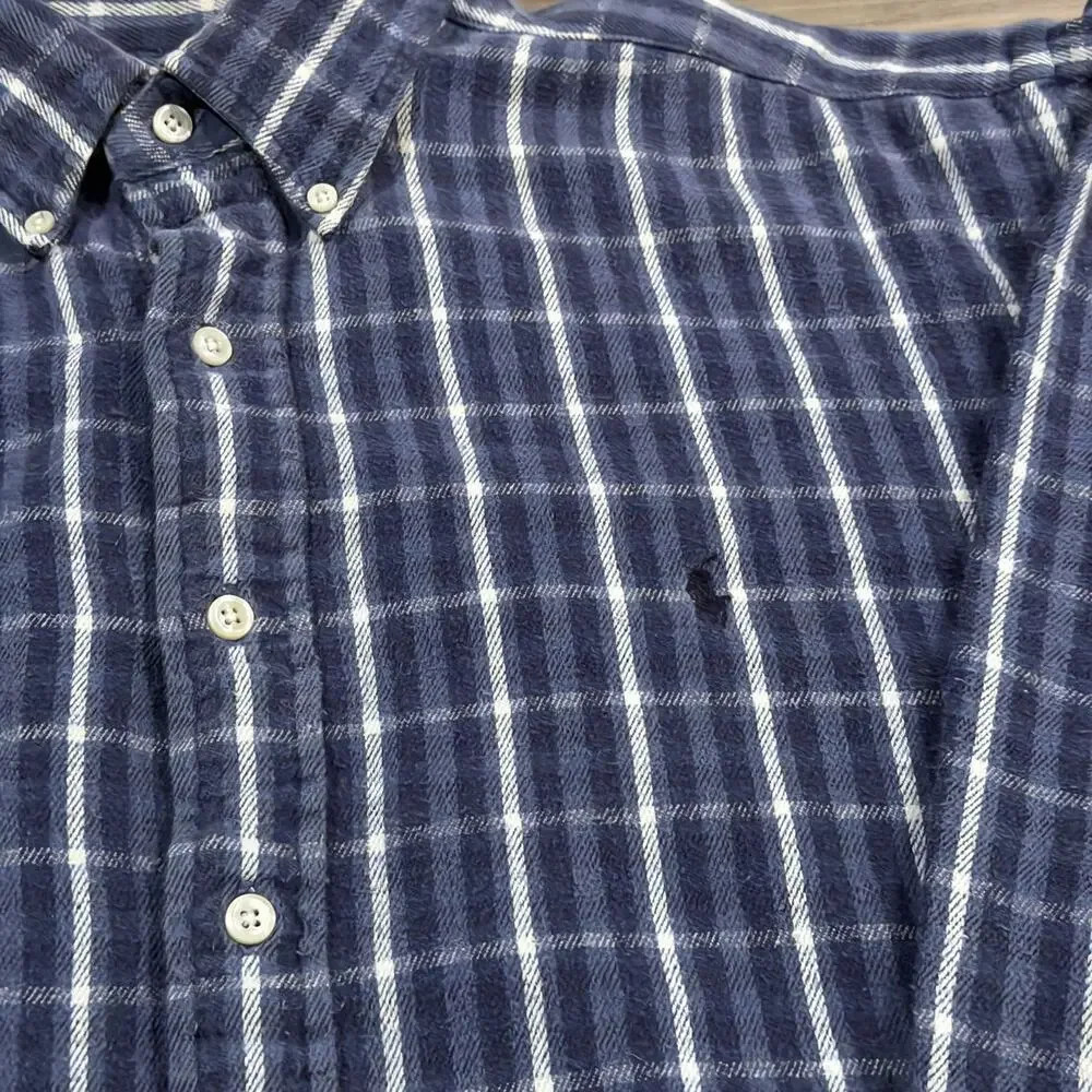 VTG Polo Ralph Lauren Blake Flannel Shirt Mens large Blue Plaid Outdoor Camp